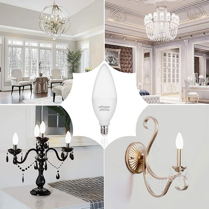 comzler E12 LED Candelabra Bulb, 60 Watt Equivalent Ceiling Fan Light Bulbs, Daylight 5000K LED Chandelier Light Bulbs, Candle Bulb Small Base for Chandelier, Non Dimmable, Pack of 8