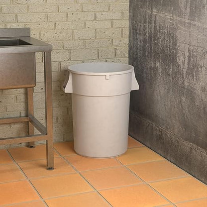 44 Gallon White Round Commercial Trash Can, Heavy-Duty Food Grade NSF Certified, Perfect for Restaurant, Office, School, Garage, Backyard, Workshop, Warehouse