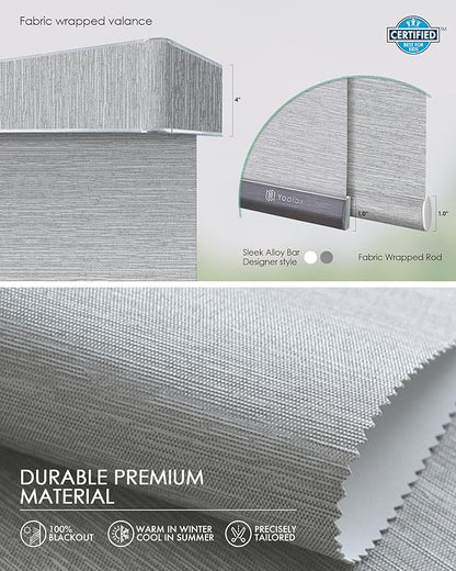 Yoolax Custom XL Smart Vertical Blinds, Motorized Sliding Door Blinds Compatible with Alexa, Blackout Sliding Panel for Room Divider, Indoor Windows, Patio Doors, Foggy Grey