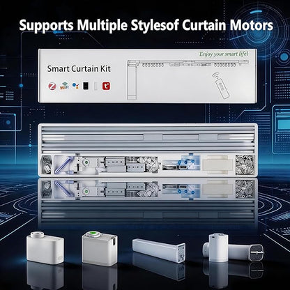 Smart Curtains, Universal Electric Curtain Accessories Installation Kit, Aluminum Alloy Thickened Silent Track 88.6''(2.2m), Including a Complete Set of Accessories, Excluding Curtain Motor