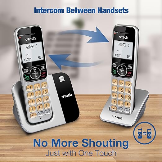 VTech 2-Handsets Cordless Phone System for Home with Call Block, Large Display & Buttons, Backlit Screen, Full-Duplex Speakerphone, Caller ID/Call Waiting, DECT 6.0, Table & Wall Mountable | CS5319-2