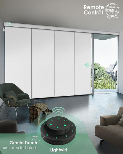 Yoolax Custom XL Smart Sliding Door Blinds, Motorized Sliding Panel Blinds Compatible with Alexa, Blackout Vertical Blinds for Glass Doors, Patio Doors, Closet Doors, Pure White