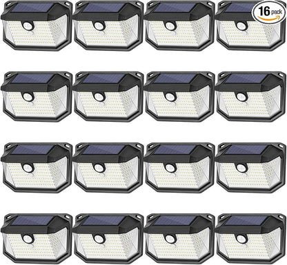 Solar Outdoor Lights, 16-Pack Super Bright 178 LEDs Motion Sensor Wall Light with 270° Wide Angle & 3 Modes, Waterproof Solar Powered Security Light for Patio Garden Garage Front Door