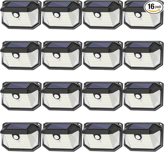 Solar Outdoor Lights, 16-Pack Super Bright 178 LEDs Motion Sensor Wall Light with 270° Wide Angle & 3 Modes, Waterproof Solar Powered Security Light for Patio Garden Garage Front Door