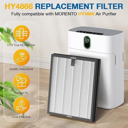 2 Pack HY4866 Replacement Filters for MORENTO/WESTHEY HY4866 Air Purifier and YIOU M1 Air Purifier, 3-in-1 H13 True HEPA Filter High-Efficiency Activated Carbon Filter, Enhanced Version