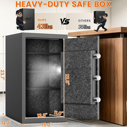 2026 35-Min 1700°F Fireproof Safe, 23.7" Tall 43Lbs Safe Box for Document