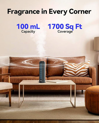 Aromadd 2026 Portable Waterless Diffuser, 1700 Sq Ft Hotel Collection Diffuser, 100ml Scent Air Machine for Home Cold Air Essential Oil Diffuser for Large Room Office, Quiet (Titanium Gray)