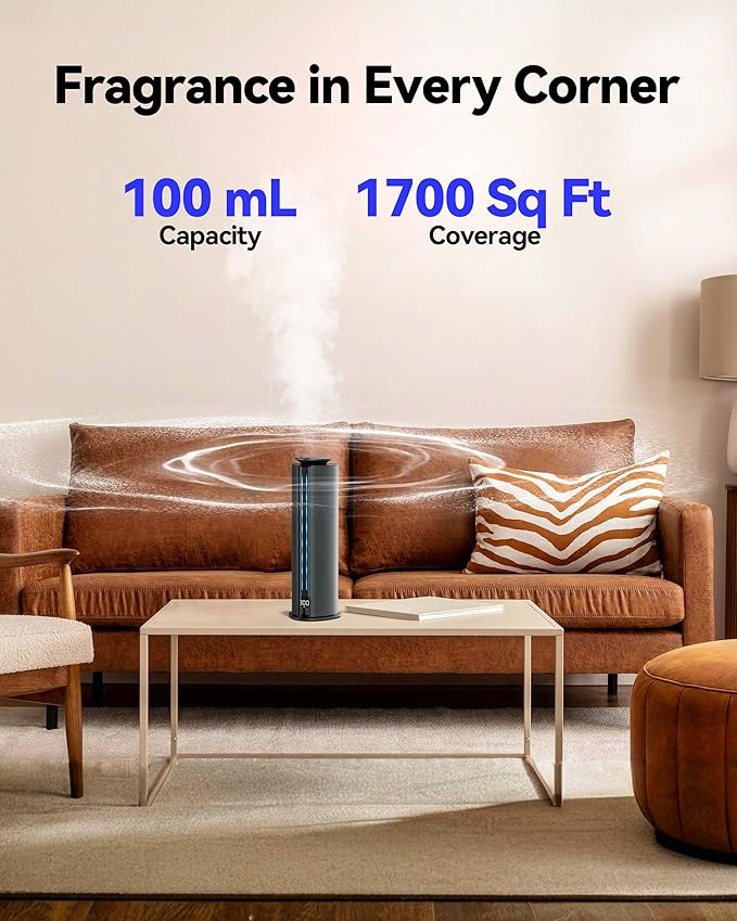 Aromadd 2026 Portable Waterless Diffuser, 1700 Sq Ft Hotel Collection Diffuser, 100ml Scent Air Machine for Home Cold Air Essential Oil Diffuser for Large Room Office, Quiet (Black)