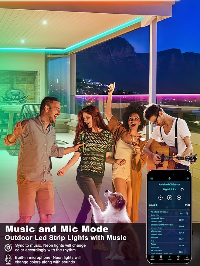 Ledagic Outdoor Led Strip Lights Waterproof 400ft, Ip68 Outside Led Light Strip Waterproof with Remote and App Control, Exterior Music Syne RGB Led Rope Lights for Bathroom, Party Home Decor (2*200ft)