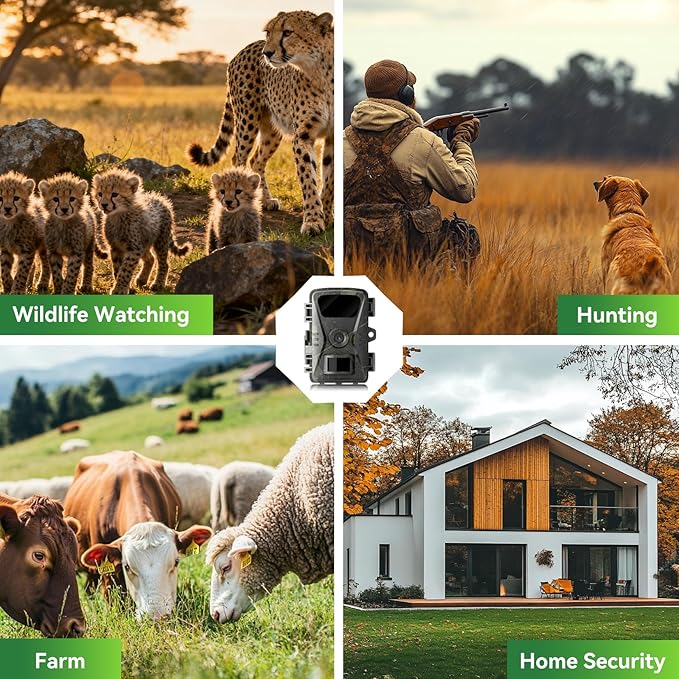 Trail Camera, 2026 New Upgrade 32MP 0.1S Trigger Motion Activated, Game Camera with Night Vision IP66 Waterproof 130 Cam Lens for Outdoor Wildlife Monitoring Home Security, Gifts for Men