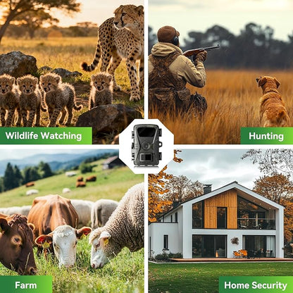 Trail Camera, 2026 New Upgrade 32MP 0.1S Trigger Motion Activated, Game Camera with Night Vision IP66 Waterproof 130 Cam Lens for Outdoor Wildlife Monitoring Home Security, Gifts for Men