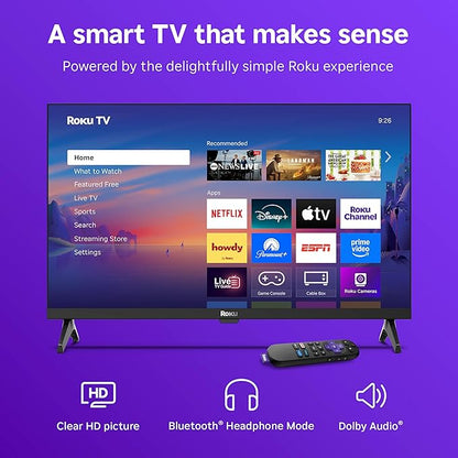 Roku Smart TV – 24-Inch Select Series, 720p HD TV – Roku TV with Voice Remote – Flat Screen LED Television with Wi-Fi for Streaming Live Local News, Sports, Family Entertainment