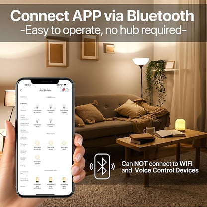 ORALUCE Bluetooth Smart Light Bulb 60 Watt Equivalent, Dimmable 2700-6500K Lightbulbs E26 Base, A19 9W LED Light Bulbs for Lamp, Bedroom, 4 Pack (No WiFi Connection)