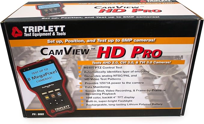Triplett 8065 CamView HD Pro CCTV Camera Tester - Analog NTSC/PAL, AHD 2.0, HD-TVI 3.0, HD-CVI 3.0