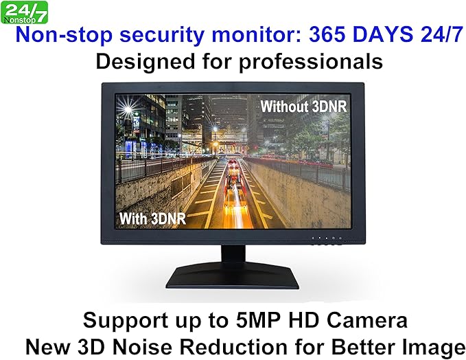 SVD 23.6” Security Monitor, 5MP/2560x1920 Super HD BNC Resolution, 3D Comb Filter, HDMI (3.6MP) & BNC Inputs, Works with 5MP Security Cameras for DVR/NVR/PC