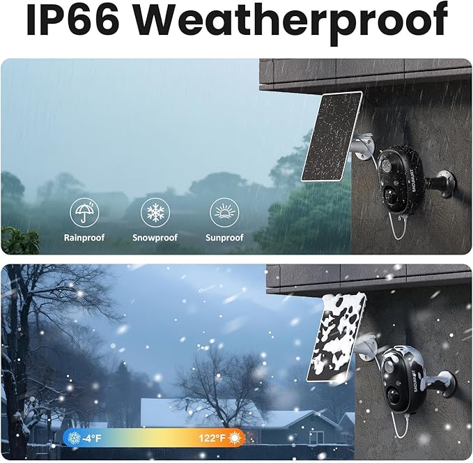 WiFi Cameras for Home Security, Solar Powered Security Cameras Wireless Outdoor, Outdoor Camera Wireless,Works with Alexa & Google Home, Free Cloud Storage(Need Apply) 4-Pack
