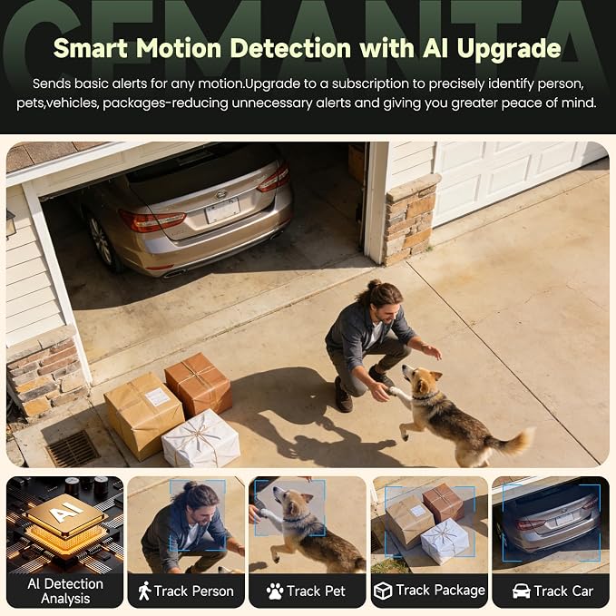 2K Security Cameras Wireless Outdoor, Solar & Battery Powered