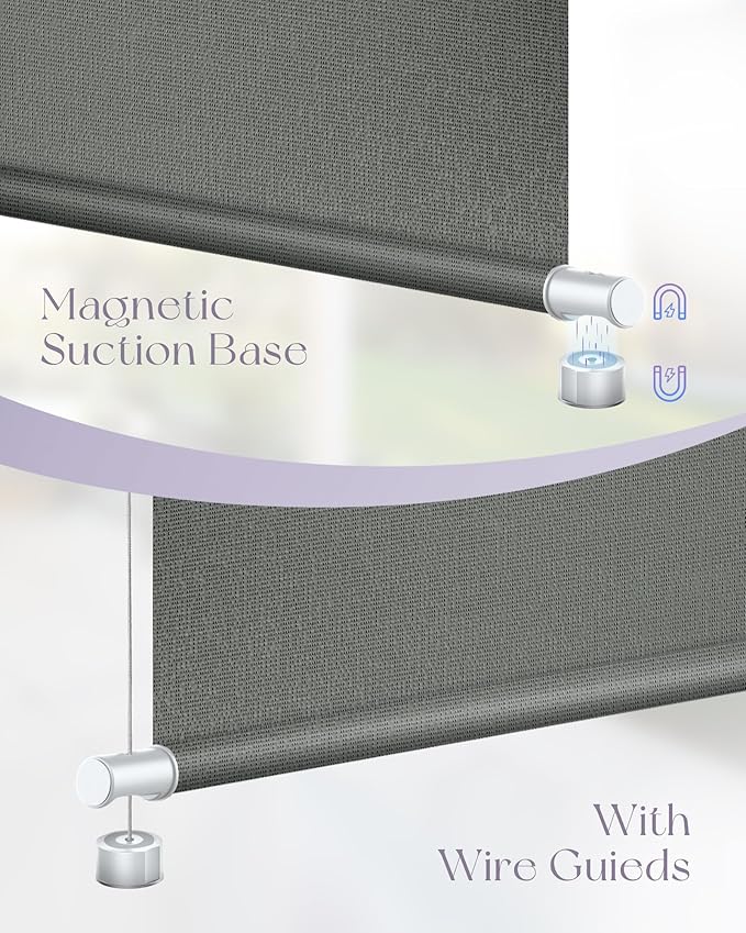 Graywind Motorized Outdoor Shades for Patio, Work with Alexa & Google, Solar Powered Electric Roller Shades for Outside, Custom Size (3% Openness AegisLite Shadow)