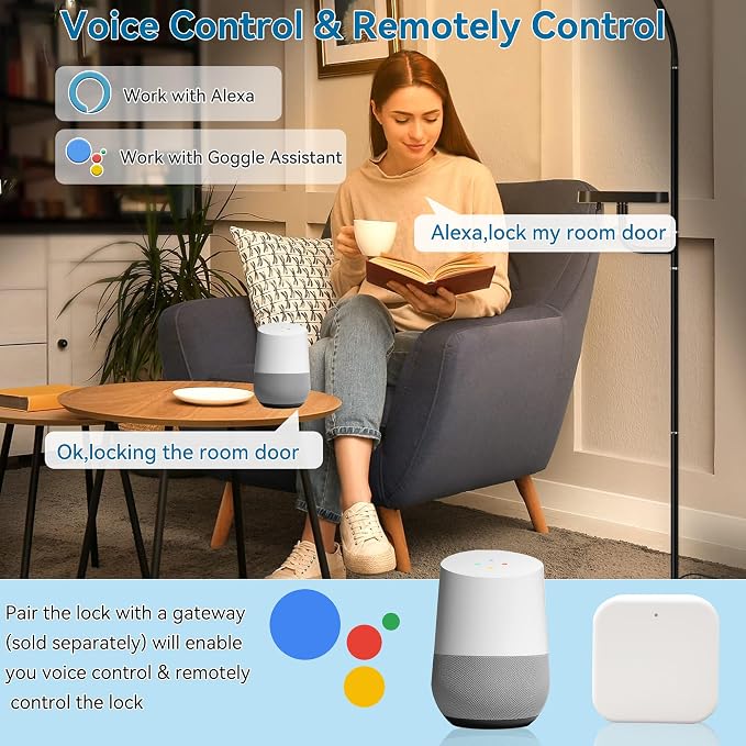 Fingerprint Smart Door Lock for Front Door with Handle Set, App Control, Keyless Entry Keyless Deadbolt, Digital Electronic Touchscreen Keypad, Auto Lock, Aged Bronze