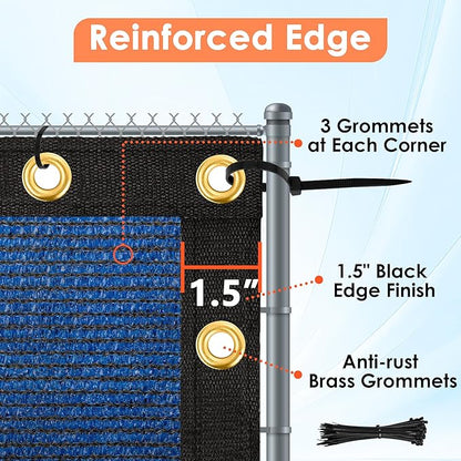 iCover 6x12ft Privacy Screen Fence, Outdoor Fencing Panels, Garden Windscreen Mesh Shade Sail Net Barrier, Fence Privacy Screen Reinforced Bindings and Brass Grommets Cable Zip Ties, Blue