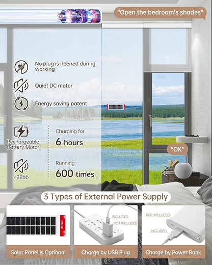 Kincmo Motorized Blinds with Remote, Light Filtering Roller Shades Work with Apple Homekit,Alexa,Google Home, Custom Electric Blinds with App,Voice Control (50% Blackout Sheer White)