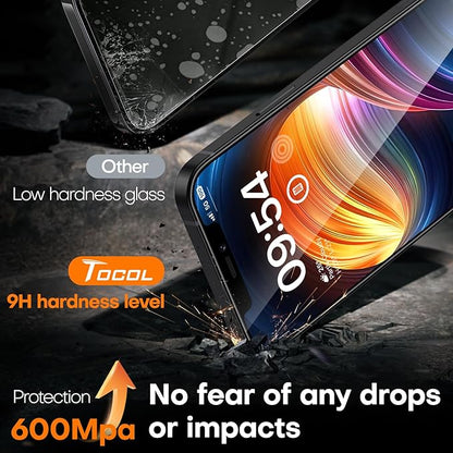 TOCOL for iPhone 12 Screen Protector/iPhone 12 Pro Screen Protector 9H Hardness Military Grade Shatterproof HD Tempered Glass Full Coverage Easy Installation Case Friendly 2 Pack