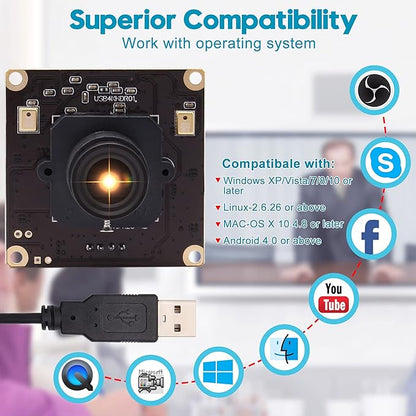 ELP 4K USB Camera for Computer & Rasp Pi - Dual Microphone, IMX317 Sensor, 8MP USB Security Camera