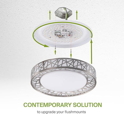 ASD 12 Inch Smart RGBW Flush Mount Ceiling Light with Remote - Brushed Nickel 20W 120V 2700-6500K Dimmable Ceiling Light Fixture, WiFi App Control RGB Lights, Alexa & Google Assistant - ETL
