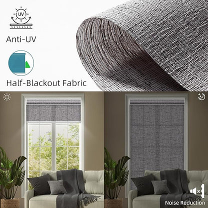 SmartWings Motorized Light Filtering Shades, Work with Matter Thread Homekit Z-Wave Alexa Google, 70% Blackout Shades Translucent, Cordless Blinds with Remote Control Rechargeable, Safari Midnight