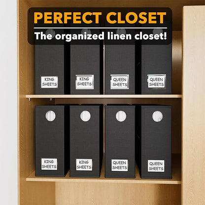 SpaceAid 8 Pack Bed Sheet Organizers and Storage, Foldable Sheet Organizer for Linen Closet, Sheets Set Folder Keeper with Window XL (Queen & King Size) Bedding Container (Black, 8 Pack)