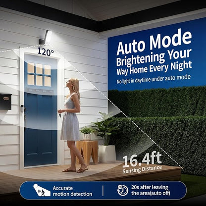 TANBABY 12000mAh Wireless Motion Sensor Outdoor Lights, Rechargeable Battery Operated Flood Lights with Remote, 3 Modes, 3CCT, Waterproof Outdoor Security Wall Lights for Outside, Garage, Porch -1PACK
