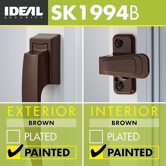 Ideal Security Model 1994 VP Pull Handle Set for Storm and Screen Doors, Fits 1 to 2-1/8 inches Thick Doors, Brown