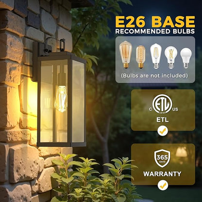 L LOHAS LED 2 Pack 17 Inch Large Size Dusk to Dawn Outdoor Light Fixture, Black Waterproof Anti-Rust Porch Lights Ourdoor, Exterior Lighting Fixtures for Porch, Doorway, Garage, ETL Listed
