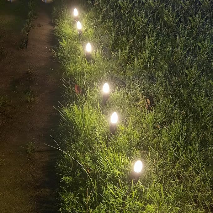25 Pack C7 Warm White LED Replacement Bulbs – Dimmable White LED Lights Bulbs Decoration, 0.72W Indoor Outdoor Christmas Waterproof Bulbs, Warm Night Light, E12 Candelabra Base, IP:65