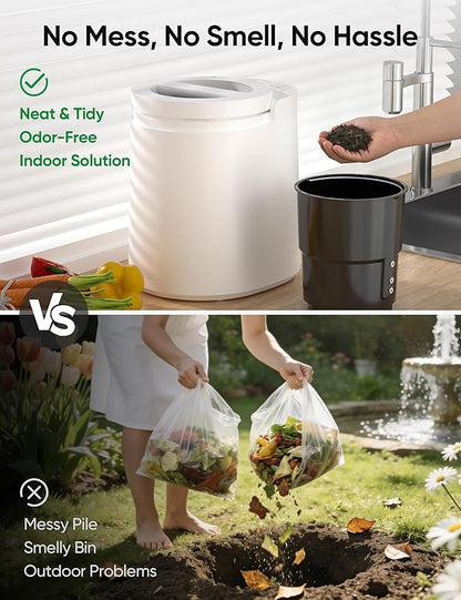 LUBBYGIM Electric Composter for Kitchen, 2.5L Smart Countertop Compost Bin, Auto-Cleaning & Odorless & Low Noise & Turn Food Waste into Fertilizer, Indoor Electric Food Waste Composter for Home Use