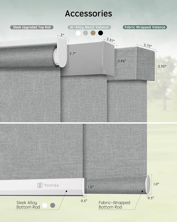 Yoolax Motorized Blinds with Remote, 100% Blackout Smart Roller Shades Work with Alexa, Google, Apple Homekit, Custom Automatic Shades with Voice Control for Bedroom Office (Fabric Smoky Gray)