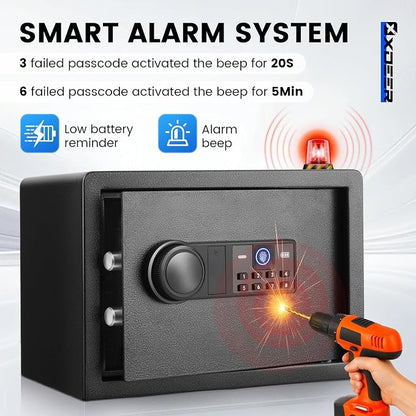 XDeer Biometric Safe Box, 0.78 Cuft Small Safe with 4 Unlocking Ways | Fingerprint/Backlit Keypad/Keys/APP, LED Light, Silent Mode, Adjustable Shelf, Smart Home Safe for Cash/Jewelry/Documents