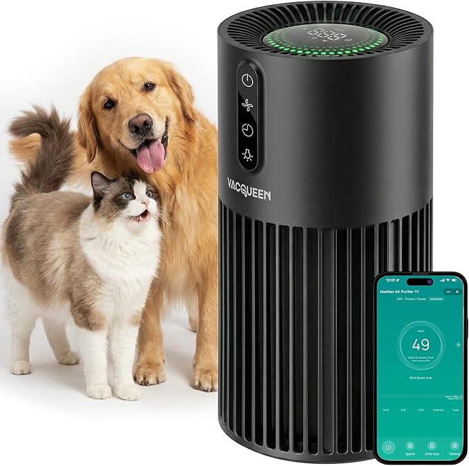 HEPA Air Purifiers for Home Pets, Smart WiFi Air Purifiers for Bedroom, Timer and Alexa Control, Cover 1800 Ft², PM2.5 Monitor, Sleep Mode, Washable Filter Air Cleaner for Pet Hair Odors Smoke Dust