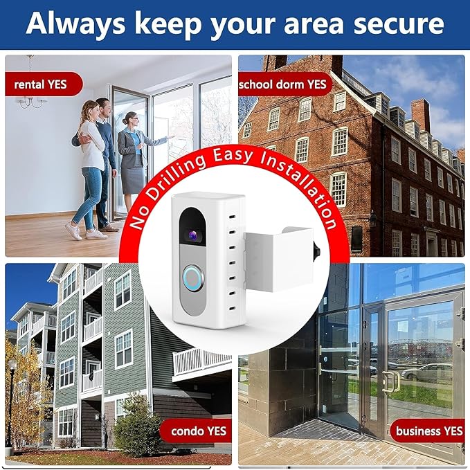 KIMILAR Anti-Theft Video Doorbell Mount Compatible with Ring/Blink Video Doorbell (Not for Blink 2025 ver.), Adjustable Mounting Bracket Accessories for Houses, Apartments, Not for Security Door