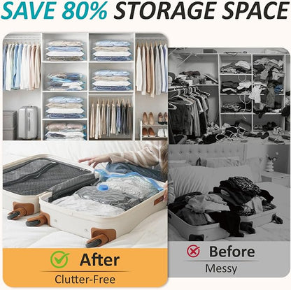 Vacuum Storage Bags with Hand Pump, Vacuum Seal Space Saver Bags,35 Combo | 80% Space-Saving Bags for Clothing, Blankets, Pillows, Bedding & Comforters; Multi-Size Variety Pack for Home & Travel