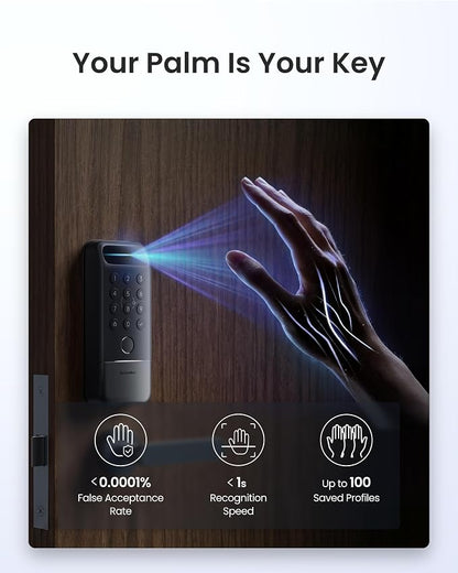SwitchBot Lock Vision Pro Smart Lock, Palm Vein + Fingerprint, Keyless Entry Deadbolt for Front Door, Touchless Unlock, 12-Month Battery, WiFi No Hub, Auto-Lock, Matter, Apple Home, Alexa, Google