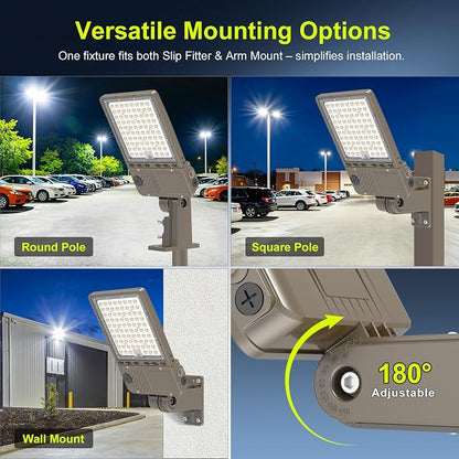 9 Pack 480V LED Parking Lot Light 150W/120W/90W, 3000K 4000K 5000K Adjustable 22500LM 0-10V Dimmable with Photocell, ETL Listed Shoebox Pole Lights Arm & Slip Fitter Mount, AC277-480V