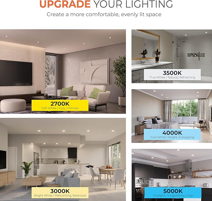 HALO HLB 4 inch LED Recessed Ceiling Light Canless Dimmable with Selectable Lumens and Selectable Color 27/30/35/40/5000K 4-Pack Wet Location Indoor Outdoor Soffit Lighting HLB4LSFS5-4PK