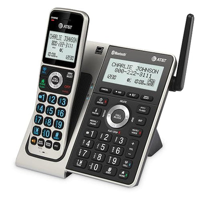 AT&T BL3107 DECT 6.0 Cordless Phone with Bluetooth Connect to Cell, Smart Call Blocker, Digital Answering System, Extended Range, Big Buttons, 1 Handset - Titanium Black