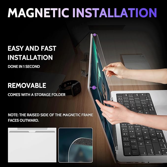 Peslv Magnetic Anti Blue Light Screen Protector for MacBook Air 13 Inch (2018-2021, M1), Removable Glare Filter for 13.3" Mac Laptop Computer