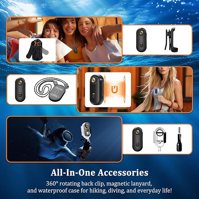 Action Camera 4K (64GB),2026 Ready Upgraded POV Camera WiFi,Thumb Snap Cam with Waterproof Case,Wearable Sports Snapcam,Mini Body Camera for Horse Riding Motorcycle Skiing Snowboarding Vlogging