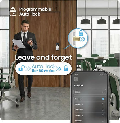Lockly Guard Deadbolt PGD728WPU Commercial Smart Lock – UL10B/10C Fire Rated Keypad Deadbolt with Fingerprint, Wi-Fi & Bluetooth, Alexa & Google Compatible, 8 AA Batteries, Rekeyable Door Lock