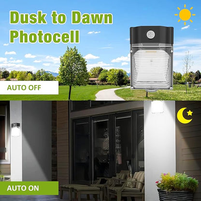 YXL 4PACK 30W 3600LM LED Wall Pack Lights with Dusk to Dawn Photocell, AC100-277V 5000K Wall Pack Lights Outdoor Led, IP65 Waterproof, ETL Listed, for Porch Garden Garage Warehouse Security Lighting