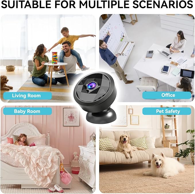 4K Indoor Mini WiFi Hidden Camera:with Motion Alerts&Night Vision(black)