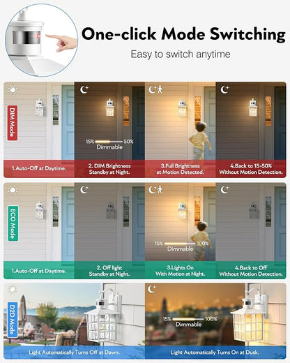 VIANIS Motion Sensor Outdoor Porch Lights Wall Mount, Anti-Rust, Waterproof